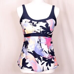 ZeroXposur Abstact Floral Print Size 10 Tankini with Built-In Bra